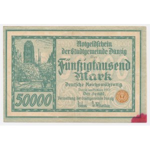 Gdańsk, 50,000 marks, 1923 – 5 digits – “green”
