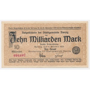 Gdańsk, 10 billion marks, 1923—with a serial number