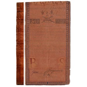 50 Złoty 1794 – A – Ausschnitt aus einem seltenen Filigran – C &amp; I Honig – von der Seite des Bogens ohne Wappen