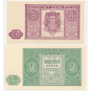 1 and 2 zlote, 1946 - set (2 pieces)