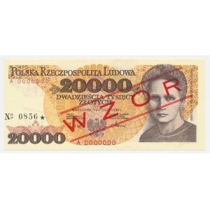 20.000 Złoty 1989 – MUSTER – A 0000000 – Nr. 0856