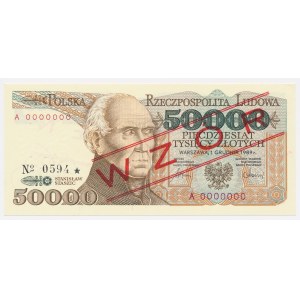 50.000 Złoty 1989 – MUSTER – A 0000000 – Nr. 0594