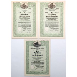 Gdańsk, Landesbank und Girozentrale... Pfandbrief, 500 rmk 1941 (3 pieces)