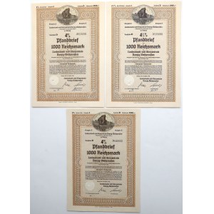 Gdańsk, Landesbank und Girozentrale... Pfandbrief, 1,000 rmk, 1941 (3 pieces)