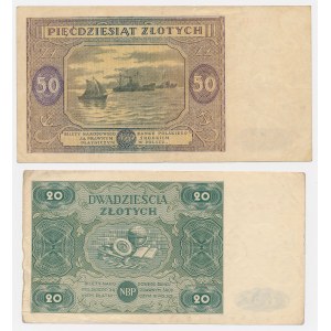 50 zł from 1946 and 20 zł from 1947 - set (2 pieces)