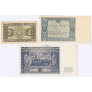 5 zł from 1930, 2 and 20 zł from 1936 – set (3 pieces)