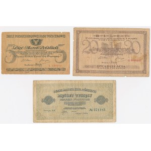 5, 20 mkp 1919 May and 500,000 mkp 1923 - set (3 pcs)