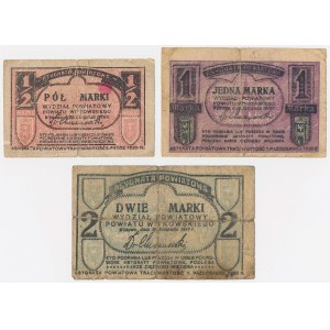 Gniezno/Witkowo, 1/2, 1, and 2 marks from 1919 - set (3 pieces)