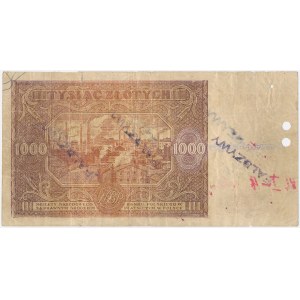 A counterfeit 1,000-złoty note from 1946