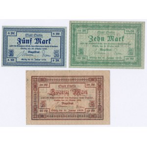 Szczecin (Stettin), 5, 10, and 20 marks, 1918 – set (3 pieces)