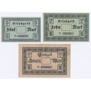 Szczecin (Stettin), 5, 10, and 20 marks, 1918 – set (3 pieces)
