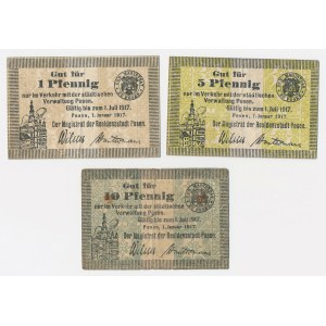 Poznań (Posen), 1, 5, and 10 fenigs, 1917—set (3 pieces)