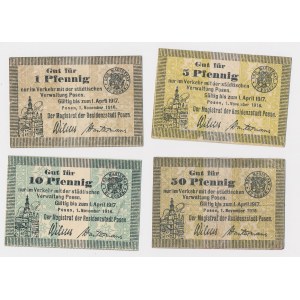 Poznań (Posen), 1, 5, 10 i 50 fenigów 1916 - zestaw (4szt)