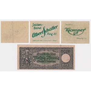 Wrocław (Breslau), 20 and 50 pfennigs, 1917–1920, and tram tickets (4 pieces)