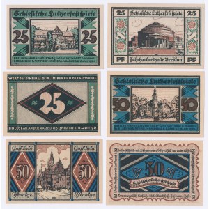 Vroclav (Breslau), 25 a 50 fenigov z roku 1921 – sada (6 ks)