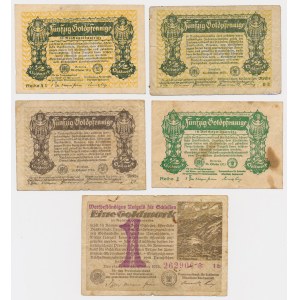 Wrocław (Breslau), 4x 1/2 i 1 Goldfenig 1923 - zestaw (5szt)