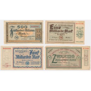 Wrocław (Breslau), 500 mln, 1, 5 i 20 mld marek 1923 - zestaw (4szt)