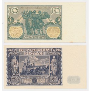 10 zł from 1929 and 20 zł from 1936 - set (2 pieces)