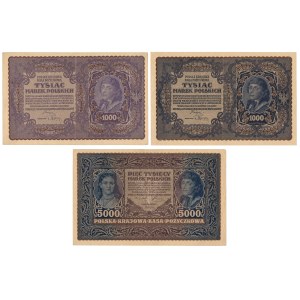 Set of 2 x 1,000 and 5,000 mkp, 1919–1920 (3 pieces)