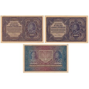 Set of 2x 1,000 and 5,000 mkp, 1919–1920 (3 pieces)