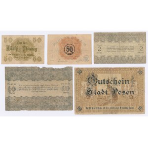 Poznań (Posen), 10 pfennigs - 10 marks 1918-1919 (5 pièces)