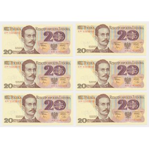 20 zł 1982 – AM – po sebe idúce čísla (6 ks)