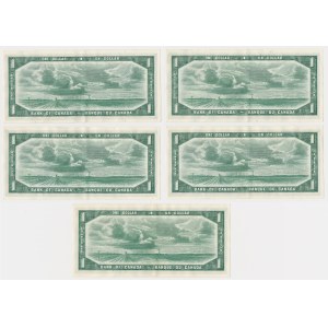 Kanada, 1 Dollar 1954 - kolejne numery (5szt)