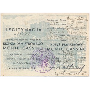 PSZnZ, Krzyż Monte Cassino - Legitymacja [34560] - 11 Pułk Artylerii Ciężkiej