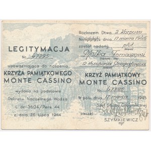 PSZnZ, Monte Cassino Cross - ID Card [47395] - 12th Geographical Company
