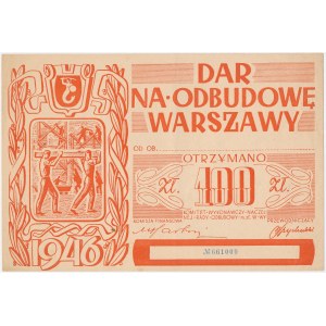 Donation for the Reconstruction of Warsaw, 100 zł, 1946