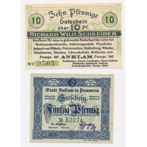 Deutschland, Anklam, 10 und 50 Pfennig – Set (2 Stück)