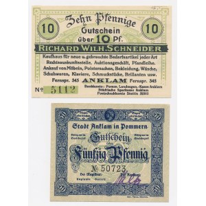 Niemcy, Anklam, 10 i 50 fenigów - zestaw (2szt)