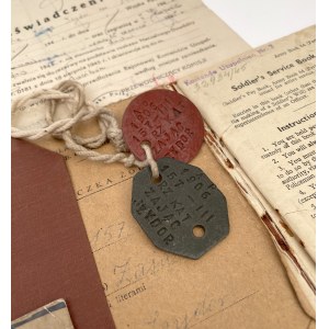 PSZnZ, Soldier's Service and Pay Book + ID tags and photos - set