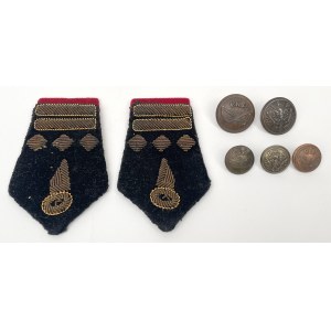 People's Republic of Poland, Polish State Railways—collar tabs and buttons—set (7 pieces)