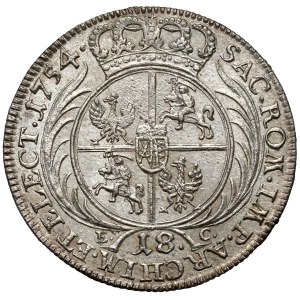 August III. Sas, Ort, Lipsko 1754 n. l. – úzka polopostava – BEZ tieňovania