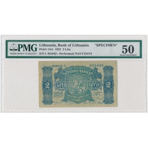 Lithuania, SPECIMEN 2 Litu 1922 - PAVYZDYS perforation