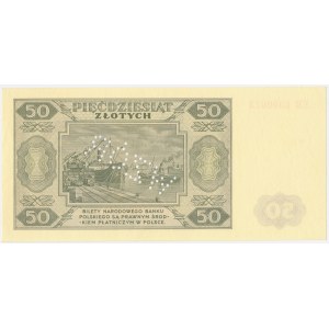 50 zł 1948 - EB 0000013 con perforazione WZÓR - il cosiddetto “modello Jaroszewicz”