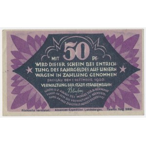 Wrocław (Breslau), Schäffer Band, tram ticket, 50 pfennigs, 1920