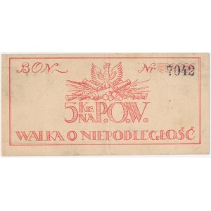 POW, 5-korona note from 1918 commemorating the Struggle for Independence