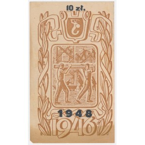 SFOS 10 zł Brick, 1948—reprint on the cut-off portion of a 1000 zł brick from 1946