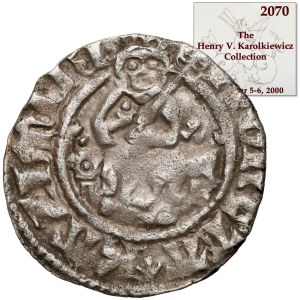 Kazimierz III. Veľký, polgrosz (kwartnik) Krakov – typ VI – exemplár Karolkiewicz