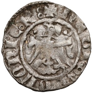 Kazimierz III. Veľký, polgrosz (kwartnik) Krakov – typ VI – exemplár Karolkiewicz