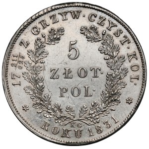 Powstanie Listopadowe, 5 złotych 1831 KG