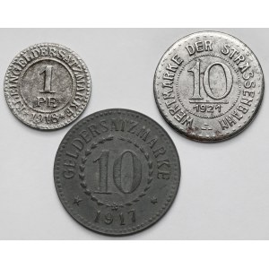 Elbląg, Poznań, and Wrocław; 1918 Fenig and 1917–1921 10-mark stamps—set (3 pieces)