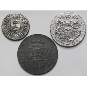 Elbląg, Poznań, and Wrocław; 1918 Fenig and 1917–1921 10-mark stamps—set (3 pieces)