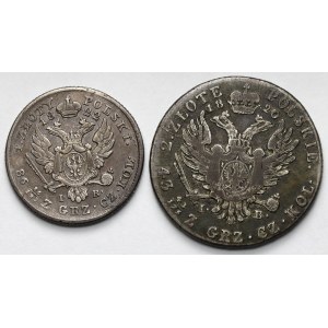 1 zlotý z roku 1822 a 2 zloté z roku 1820 IB – sada (2 ks)