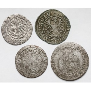 Od Kazimiera IV. Jagelovského po Poniatowského, strieborné mince – sada (4 ks)