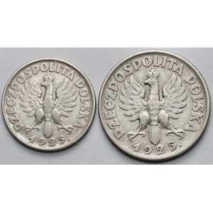 1 and 2 zlote, 1925, Woman and Ears of Wheat, London - set (2 pieces)