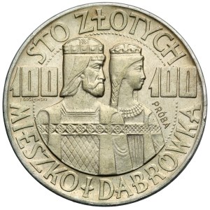 100 zlotych Silver Proof Coin, 1966: Mieszko and Dąbrówka—Half-Length Portrait