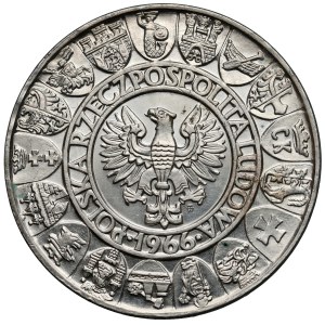 100 zlotych Silver Proof Coin, 1966: Mieszko and Dąbrówka—Half-Length Portrait